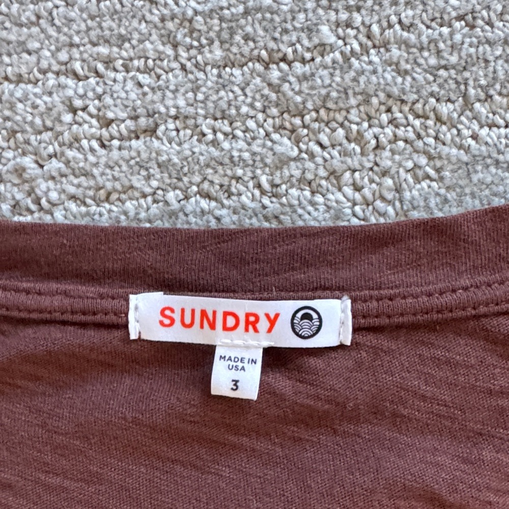Sundry Women's Rust Brown long Sleeve Crewneck Top